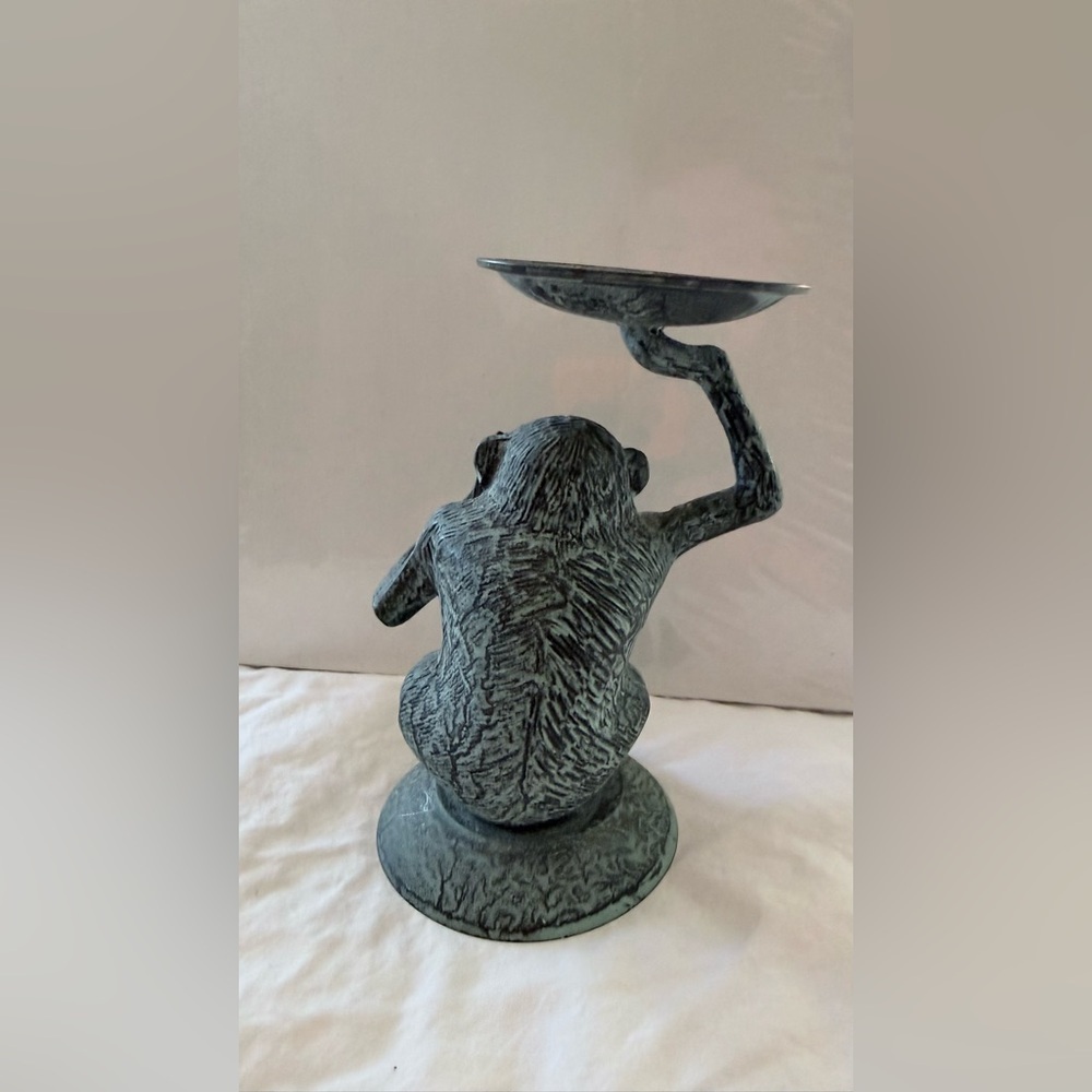 Antique Finish Monkey Sculpture Candle Holder - Picture 6 of 9